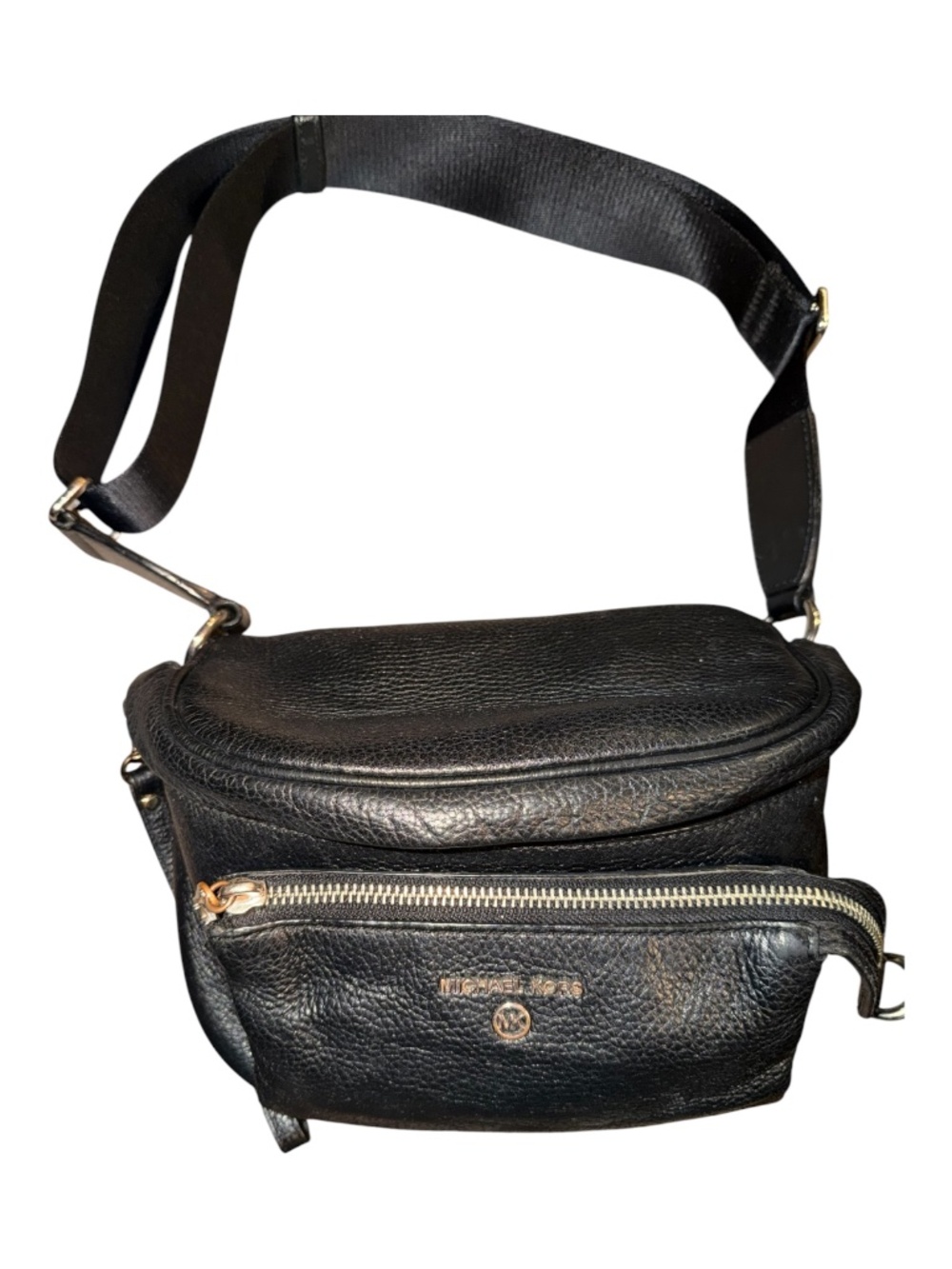 Michael Kors Black Pebble Leather Waist Pack Sling Pack